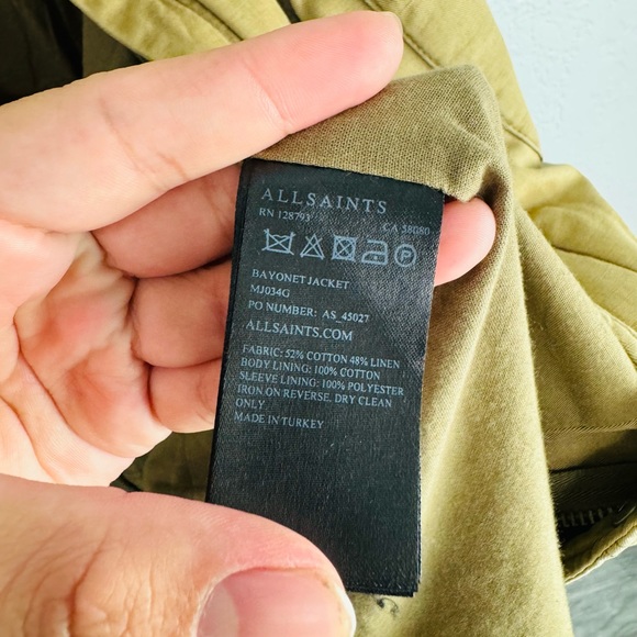 Men’s All Saints Army Light Khaki Green Bayonet Multi pocket Military Jacket - Picture 6 of 12